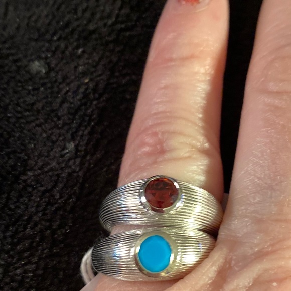 Ariva sterling silver bezel set gemstone rings - Picture 4 of 8